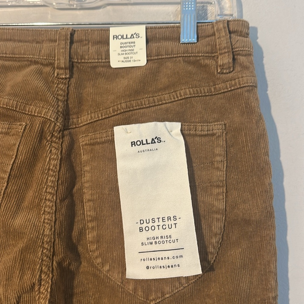 $160 NWT Rollas High Rise slim Bootcut Tobacco Cords women size 31 - Picture 7 of 7